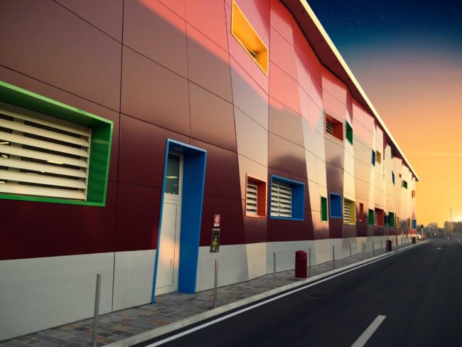 facciata edificio in architettura moderna organica architetti padova